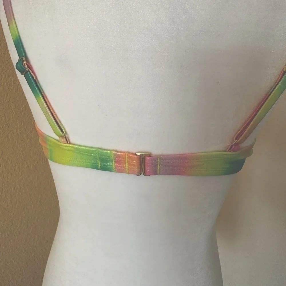 NWT No Boundaries multi color bikini top with gold shimmer (Junior)Sz L 11-13